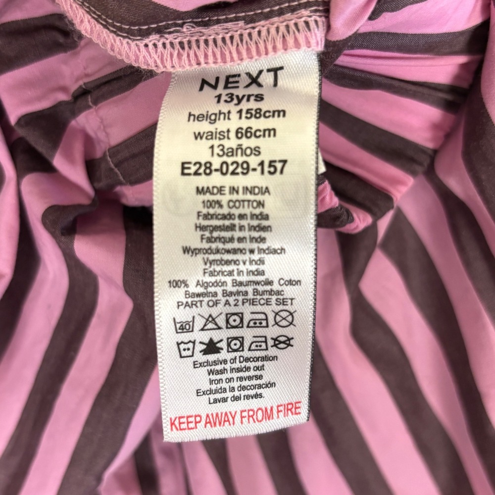 NEXT Stripe Cotton Button-Up Shirt & Pants Set Pink Girls Size 13yrs Casual wear - Picture 12 of 16